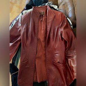 Dark red leather jacket size XS
